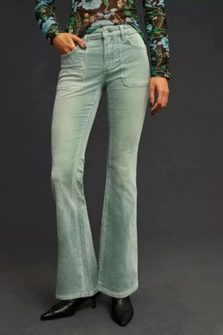Anthropologie Pilcro The Icon Low Rise Blue Corduroy Flare Pants Size 27